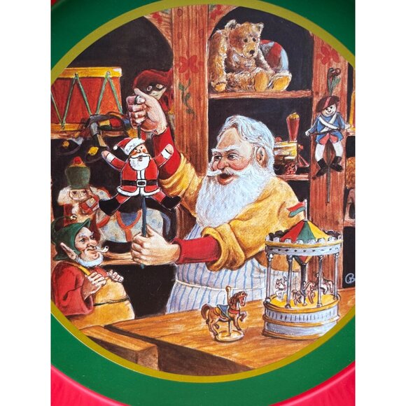 Vintage 1985 Willitts Designs Santa Workshop Metal Cookie Tray Christmas #5489 - Picture 2 of 4